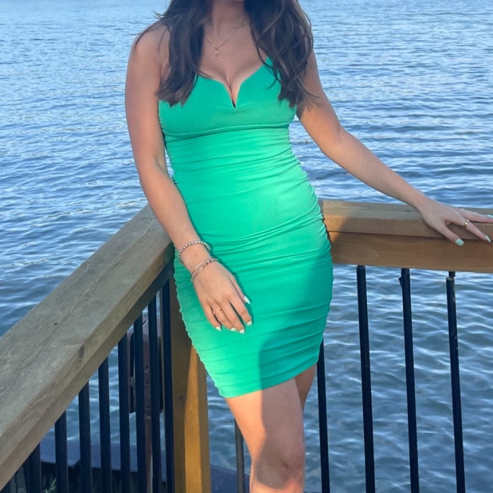 Green mini dress